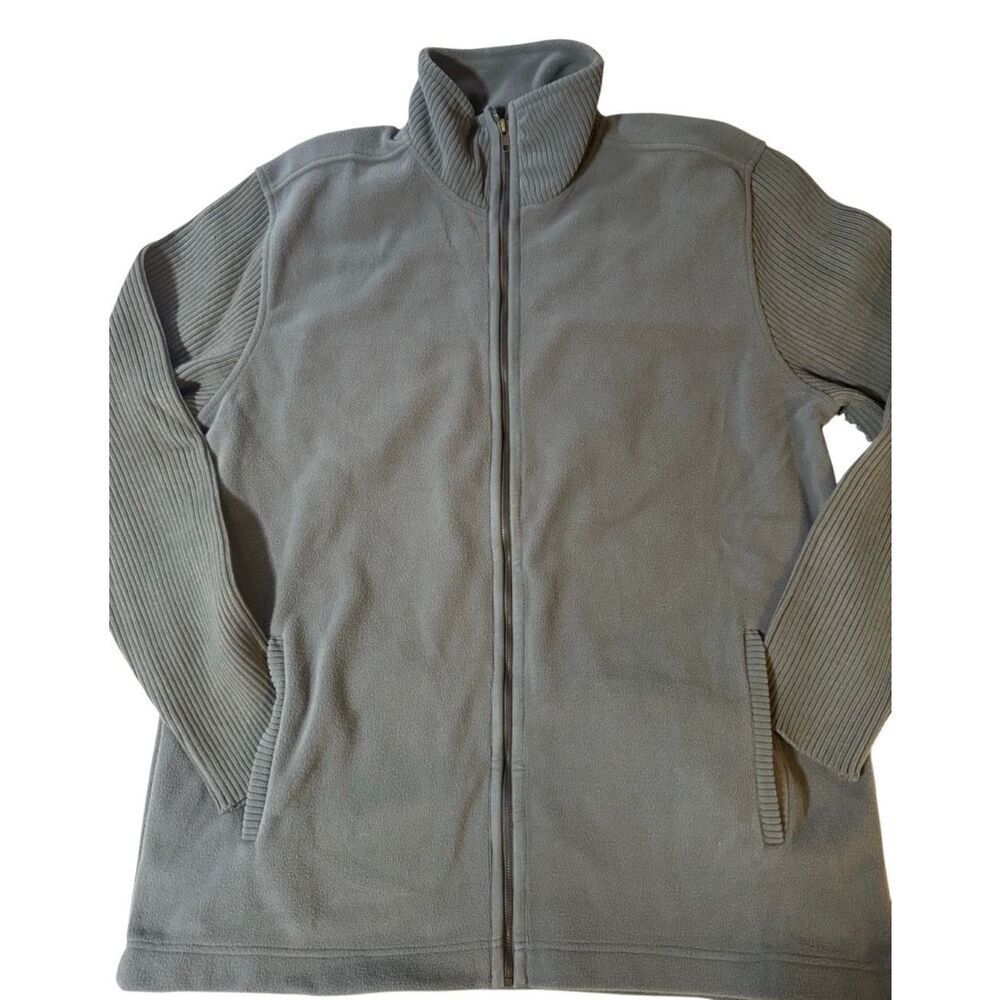 Weekendz off full zip long sleeve charcoal panel fleece sweatshirt L